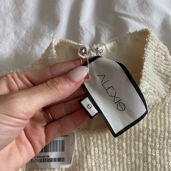 Alexis- NWT Ivory Sequin Longsleeve Balloon Sleeve Mini Dress - Picture 10 of 10